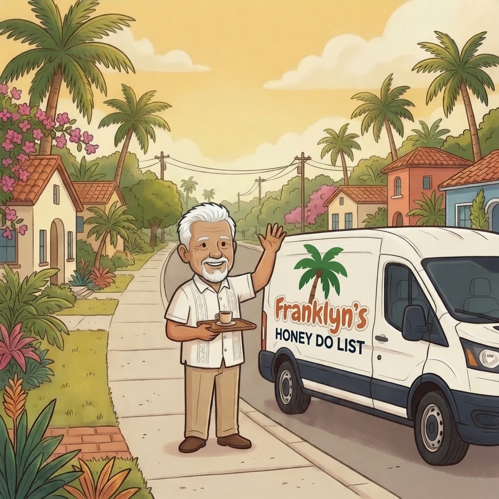 Franklyn and his service van in South Florida